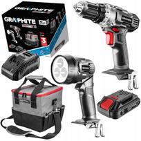 Akumuliatorinis gręžtuvas-suktuvas GRAPHITE su LED žibintuvėliu, automatinis, 0,8–10 mm