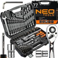 NEO TOOLS 77 dalių galvučių ir terkšlių rinkinys 1/2 ir 1/4 colio