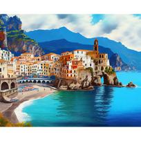 Tapyba pagal skaičius „Pasidaryk pats“ Rankdarbiai Akriliniai dažai Italijos miestas 40x60 cm
