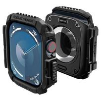 Spigen Rugged Armor matinės juodos spalvos dėklas, skirtas Apple Watch 10 (46 mm), su didele apsauga.