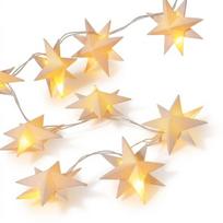 Kalėdinė girlianda 20 LED popierinių žvaigždžių, šiltai balta, 4m su laikmačiu