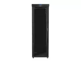 Lanberg FF01-8047-12BL 19 colių statoma rack spinta 47U, 800x1000 mm, stiklo durelės, LCD, IP20, pristatoma išardyta, juoda
