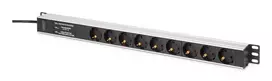 DIGITUS DN-95438 PDU – 1U maitinimo skirstytuvas su filtru ir apsauga nuo viršįtampių, 9x kištukinis lizdas, 2 m laidas, 16 A, 3600 W