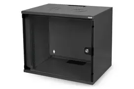 7HE sieninis montažinis stovas 370x540x400 mm su stiklo durimis, juodas