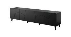 TV spintelė cama meble ETNA 200 x 42 x 52 cm, juodos matinės spalvos, medžio drožlių plokštės viršus