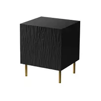 Naktiniai staleliai 2 vnt. cama meble JUNGLE — 53,5×40,5×44 cm, juoda matinė MDF/medžio drožlių plokštė, auksinės kojelės