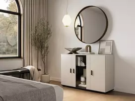 Komoda Cama Meble SOHO 120×41×80 cm – kashmyro priekiai, juodas karkasas