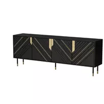 Komoda cama meble Cama 4D MOUNTAIN 204x40x72 cm juoda/auksinė, MDF/medžio drožlių plokštė