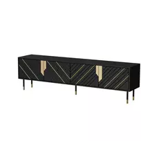TV spintelė Cama 4D MOUNTAIN 2040×400×550 mm juoda + auksinė medžio drožlių plokštės viršus