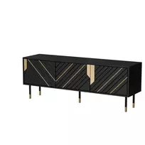 TV spintelė Cama Meble MOUNTAIN 154x40x55 cm – juoda ir auksinė
