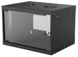 Sieninis tinklo stovas INTELLINET 714143 — 6U 19 colių, 540×400×353 mm, cinkuotas plienas, stiklinės durys, IP20, max 50 kg