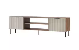 TV spintelė Cama ALMERA 180.5×42×52.5 cm riešutas/kreminė – medžio drožlių plokštės viršus, riešutinės spalvos rėmas
