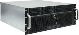 Inter-Tech IPC Storage 4U-4708 19" serverio spintos korpusas, 4U, 8x 2,5/3,5" Hot-Swap HDD narveliai, SAS 12G plokštė, E-ATX, 4x priekyje + 2x gale 80 mm ventiliatoriai, juodas