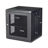 StarTech.com 4-Post 12U sieninis tinklo spintas su 1U lentyna, 19 colių šarnyrinis sieninis serverio stovas duomenų, AV, elektronikos ir kompiuterinei įrangai, ventiliuojamas