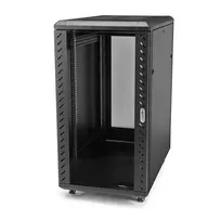 StarTech.com 4-Post 18U serverinis stovas, užrakinama 19 colių duomenų spinta kompiuteriams, AV/IT įrangai, biuro/namų tinklo stovas su ratukais ir reguliuojamais montavimo bėgeliais