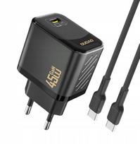 Dudao A28C 45W GaN sieninis įkroviklis + USB-C laidas - juodas