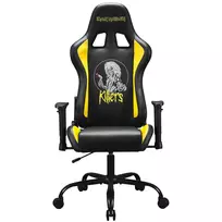 Subsonic SA5609-IM1 Pro Iron Maiden Killers žaidimų kėdė, 3D porankiai, dirbtinė oda, atlošo kampas 90°–135°, 120 kg, juoda su geltonais siuvinėjimais