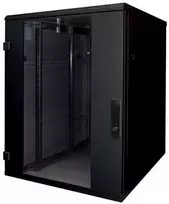 Triton RMA-18-A68-BAX-A1 grindinis 19 inch tinklo spintos korpusas, 18HE, 600x800 mm, stiklinės durelės, juodos spalvos