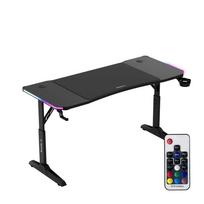 Reguliuojamo aukščio žaidimų stalas huzaro Hero 3.6 RGB Black – 1400×600 mm, aukštis 560–790 mm, RGB apšvietimas, H formos kojos