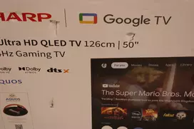 Sharp 50HR7265E 50 colių QLED 4K Ultra HD Smart Google TV, 144 Hz, Dolby Vision, Dolby Atmos, centrinis stovas, juoda