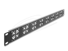 Dangtelio plokštė DELOCK 67414 19 colių 1U stovo, metalinė, su 8 ventiliatoriais 40×40 mm, tamsiai pilka