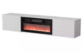 TV spintelė Cama Meble TULA su elektriniu židiniu, 1830×350×370 mm, balta matinė