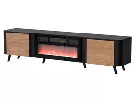TV spintelė Cama Meble Volare 200 x 39 x 49 cm juoda/riešutas su židiniu