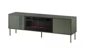 TV spintelė su židiniu Cama Meble TRESSE 180x40x54,5 cm – matinė žalia viršus, medžio drožlių plokštė