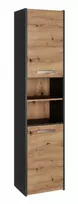 Vonios spintelė Topeshop S40 ANTRACYT/ARTISAN, laisvai pastatoma, 400×300×1700 mm, 6 lentynų, 2 durys