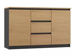 Komoda Topeshop 2D3S ANT/ART BA KPL – antracitas ir ąžuolas, 3 stalčiai
