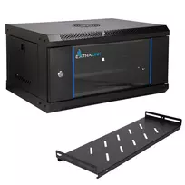 EXTRALINK LITE 4U 530×400 sieninis stovo korpusas juodas su lentyna