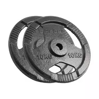 REBEL ACTIVE Ketaus svarmenų rinkinys 2x10kg, anga 31mm, diskai su rankenomis, juodi
