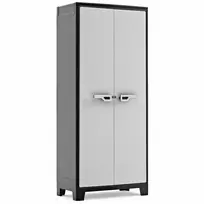 Keter Įrankių Spinta Titan 80x44x182 cm Tamsiai Pilka/Juoda Sunkiosios Konstrukcijos Polipropileno Dervos Laikymo Spinta su 4 Reguliuojamomis Lentynomis, Užrakinamomis Dvigubomis Durimis, Atspariomis Oro Sąlygoms, Naudojimui Viduje/ Lauke