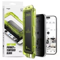 Ringke iPhone 17 Pro Ekrano apsauga Premium Easy Slide Privacy Grūdintas stiklas 9H su montavimo rėmeliu (2 vnt.) Skaidri