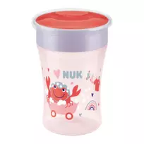 NUK Magic Cup 230 ml raudonas 360° gėrimo kraštelio treniruočių puodelis kūdikiams nuo 8 mėn., nesandarus, be BPA, tinkamas plauti indaplovėje