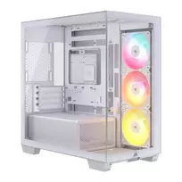 CORSAIR 2800X RS-R ARGB Micro-ATX Dual Chamber Cube Case, White, su panoraminiu grūdintu stiklu ir 2x LL120 RGB ventiliatoriais