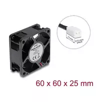 Delock Axial Fan 48V DC 60x60x25mm su 2 kontaktų jungtimi, juodas