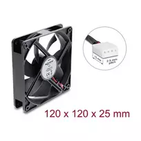Delock ašinis ventiliatorius 48 V DC, 120 x 120 x 25 mm, 4-Pin PWM, juodas