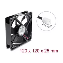 Delock ašinis ventiliatorius 48 V DC 120 x 120 x 25 mm 2 kontaktų jungtis juodos spalvos
