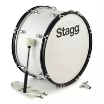 Stagg MABD-2010 20 inch maršinis bosinis būgnas su nešimo sistema ir plaktuku, baltas