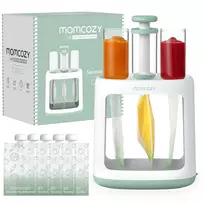 MOMCOZY kūdikių maisto gaminimo prietaisas 5-in-1, garinimas, smulkinimas, tyrės, atšildymas, pašildymas, 600ml Tritan indas, 200ml vandens bakelis, jutiklinis LCD, be BPA, 300W kaitinimas, 120W smulkinimas, 120V