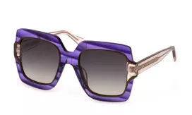 JUST CAVALLI moteriški drugelio formos akiniai nuo saulės SJC023V5309N5 - Havana acetato rėmelis su pilkais gradientiniais lęšiais