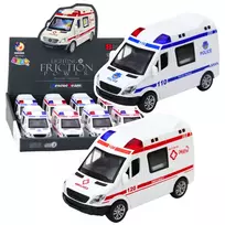 LEAN TOYS policijos automobilis ir greitosios pagalbos automobilis – inerciniai avariniai automobiliukai su šviesomis ir garsais, atidaromos durelės, įvairus asortimentas