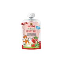 Braškių, bananų ir obuolių tyrelė su jogurtu FRUITY FOX, kūdikiams nuo 8 mėn., ekologiška