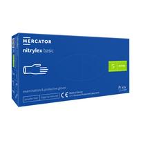 Vienkartinės pirštinės NITRYLEX Basic, nitrilinės, nepudruotos, mėlynos spalvos, S, 100 vnt.