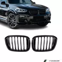 Priekinės Grotelės, komplektas skirtas BMW G01 X3 / G02 X4 (18-21), juodos blizgios
