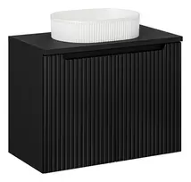 Pakabinama vonios spintelė su stalviršiu ir praustuvu Nova Black, 80 cm, juoda