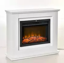 HOMCOM Elektrinis židinys, 3D LED liepsnos, nuotolinio valdymo pultas, laikmatis, MDF, baltas