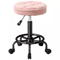 HOMCOM taburetė su ratukais, reguliuojamo aukščio 50-66 cm, besisukanti 360°, biuro taburetė, kėdė biurui, salonui, masažo kabinetui, spa, rožinė