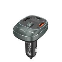Vention 3-Port USB (C + A + A) Car Charger with FM Transmitter (30W/18W/5W), Black ABS Construction